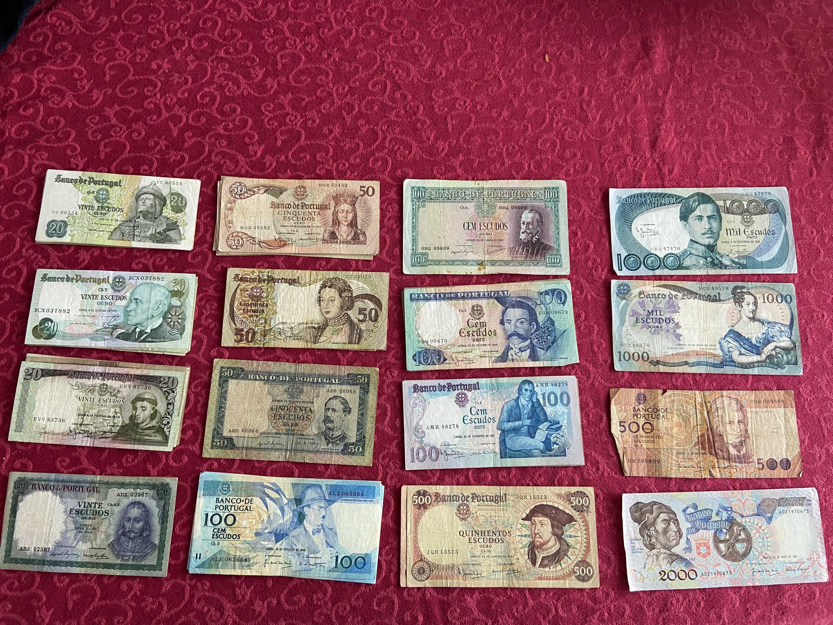 Coleção de notas antigas, 17 notas diferentes Total de 94
