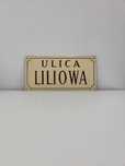 Tablica z nazwą ulicy, ul. Liliowa, emaliowana, metalowa, stara