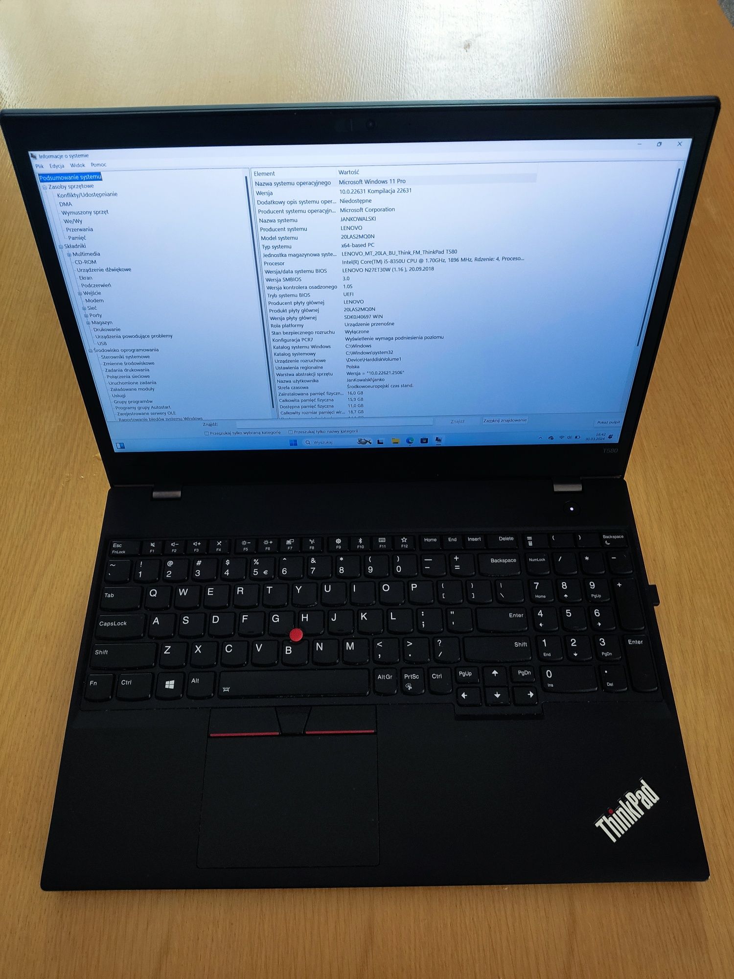 Lenovo ThinkPad T580 Intel i5 16gb RAM windows 11