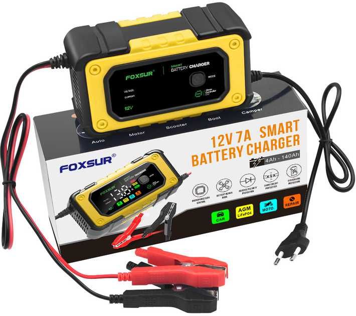 FOXSUR 12V 7A 4-140Ah авто мото зарядний пристрій
