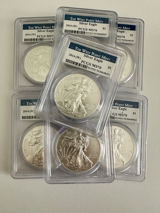 Монета 2014 Американский Серебряный Орел, Шагающая свобода MS70