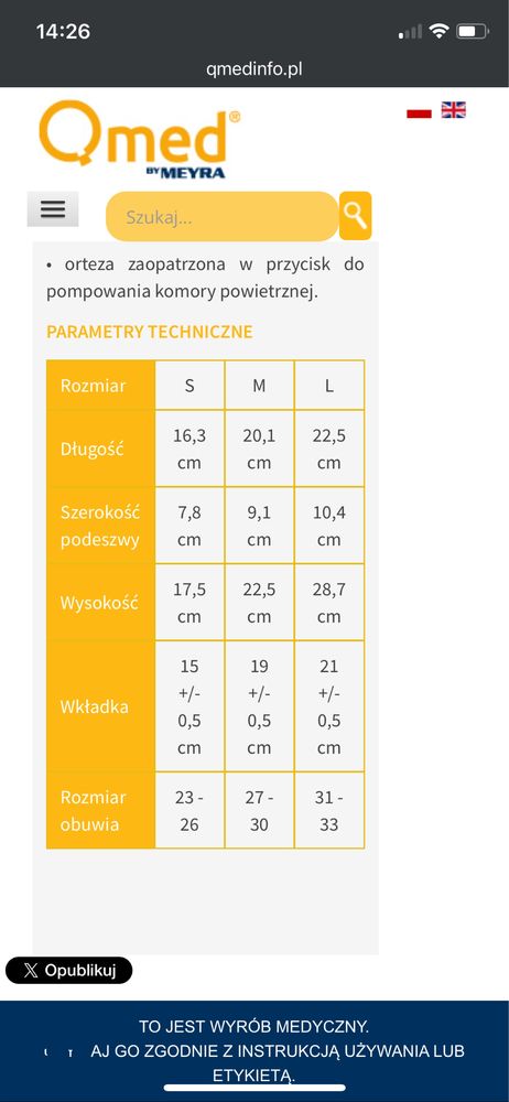 Orteza dziecięca Qmed rozm.L