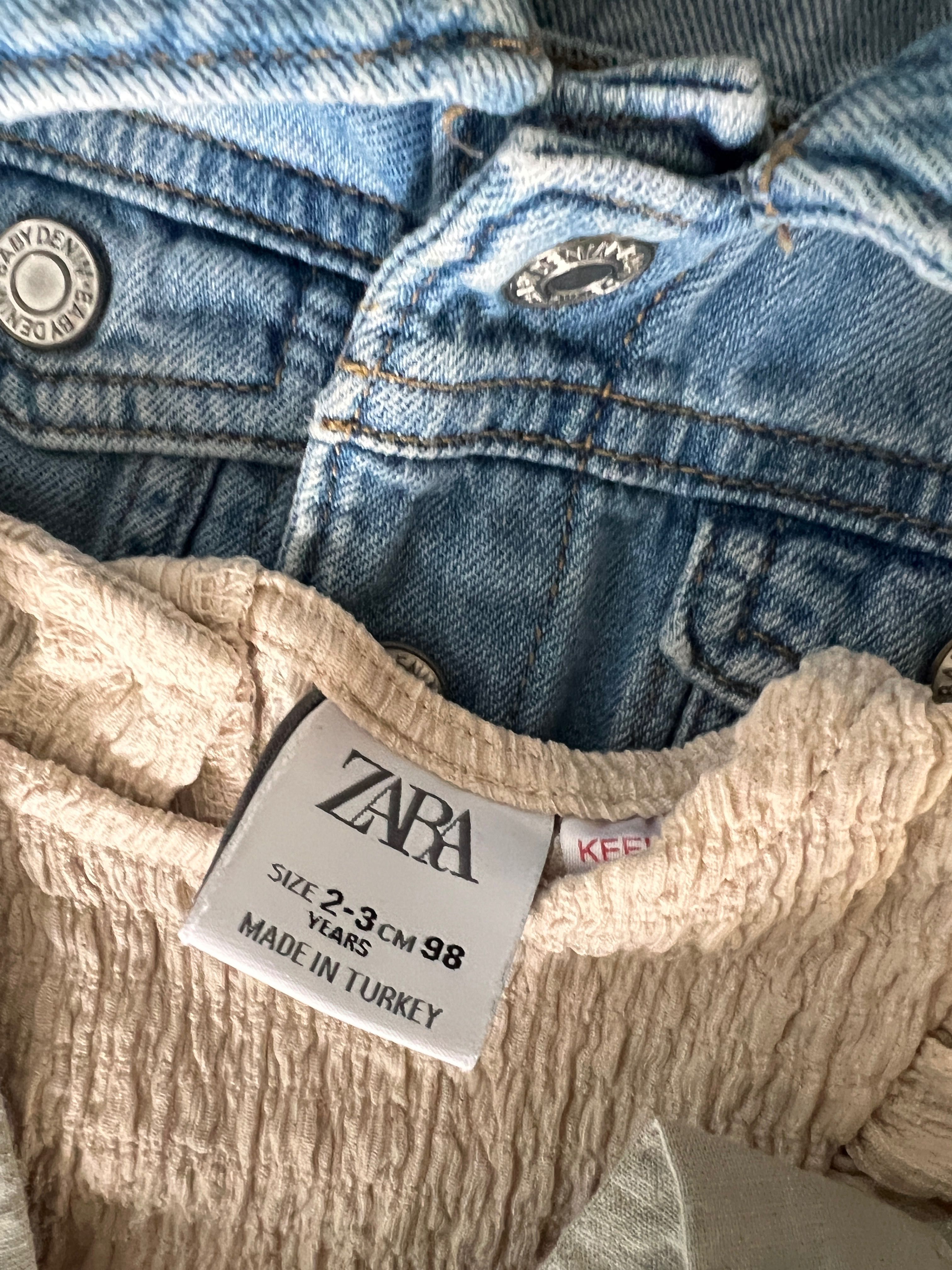 Sprzedam 4 sukienki wiosenno letnie 98 Zara/HM/Newbie i kurtka jeans