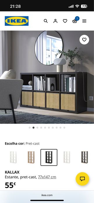 Estante Kallax Preta em Bom Estado