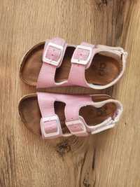Różowe skórzane sandałki dziewczęce, rozmiar 26