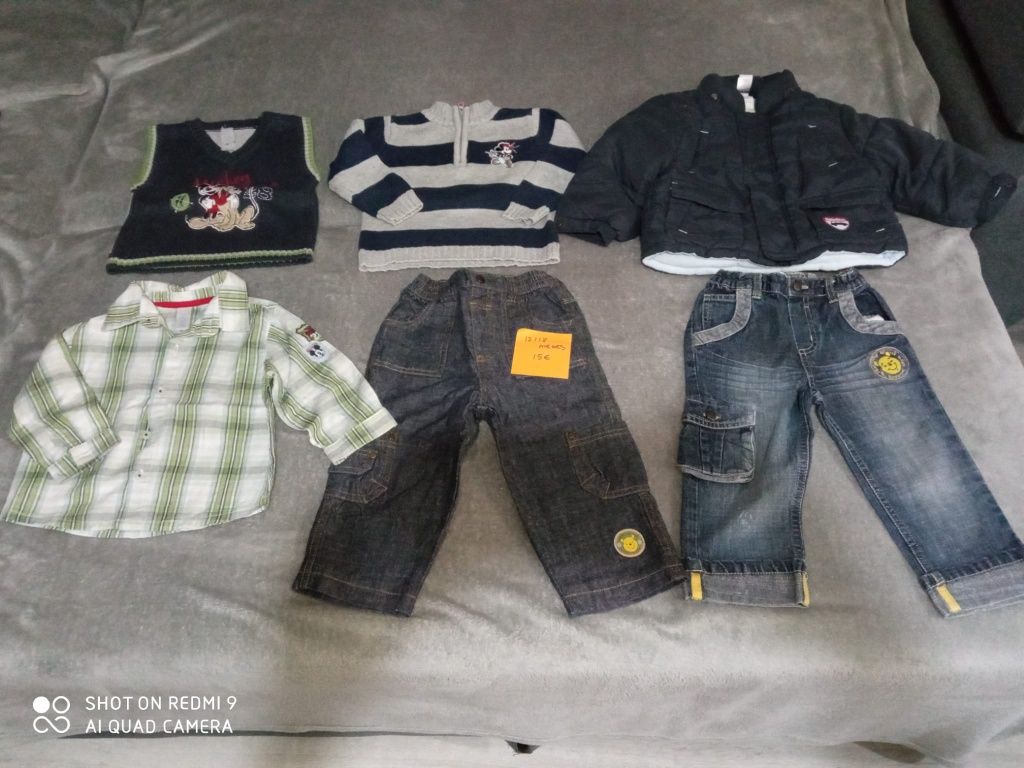 Calças, casaco, polo, camisa; 12-18 meses