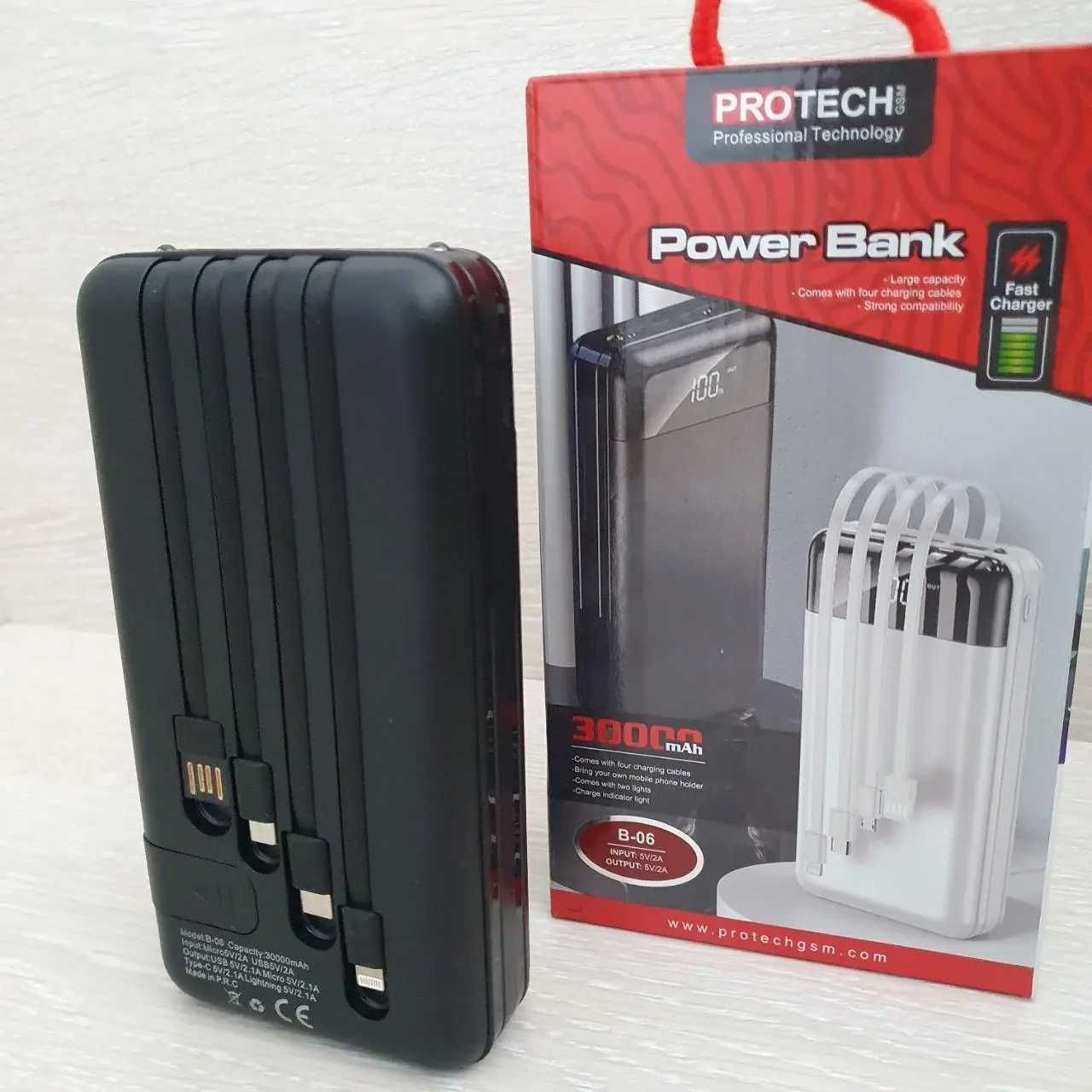 Повербанк, PROTech, 30000 mAh, Потужний Power Bank, зарядна станція