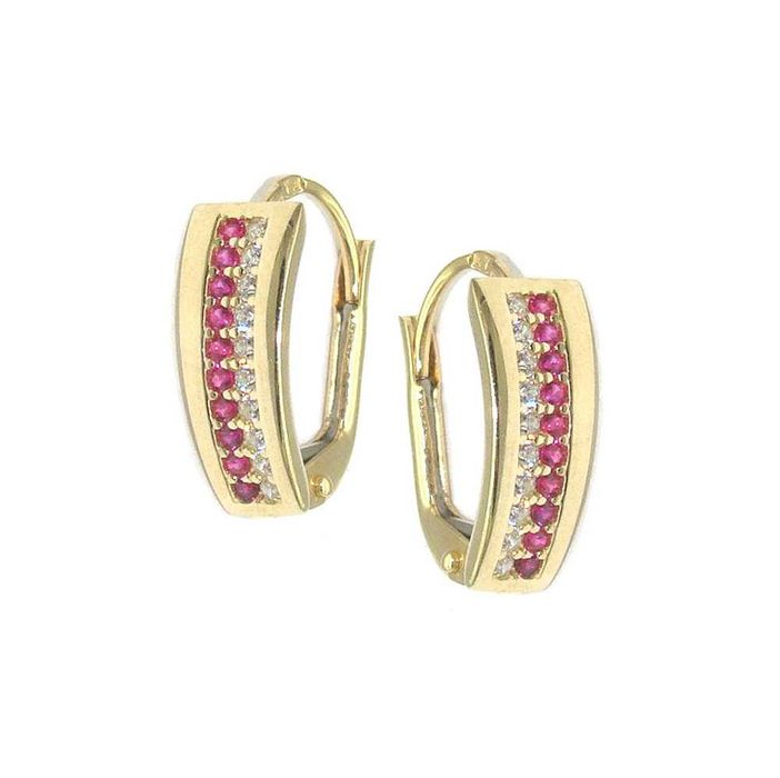 Kolczyki z rubinami i cyrkoniami złoto -K/31.