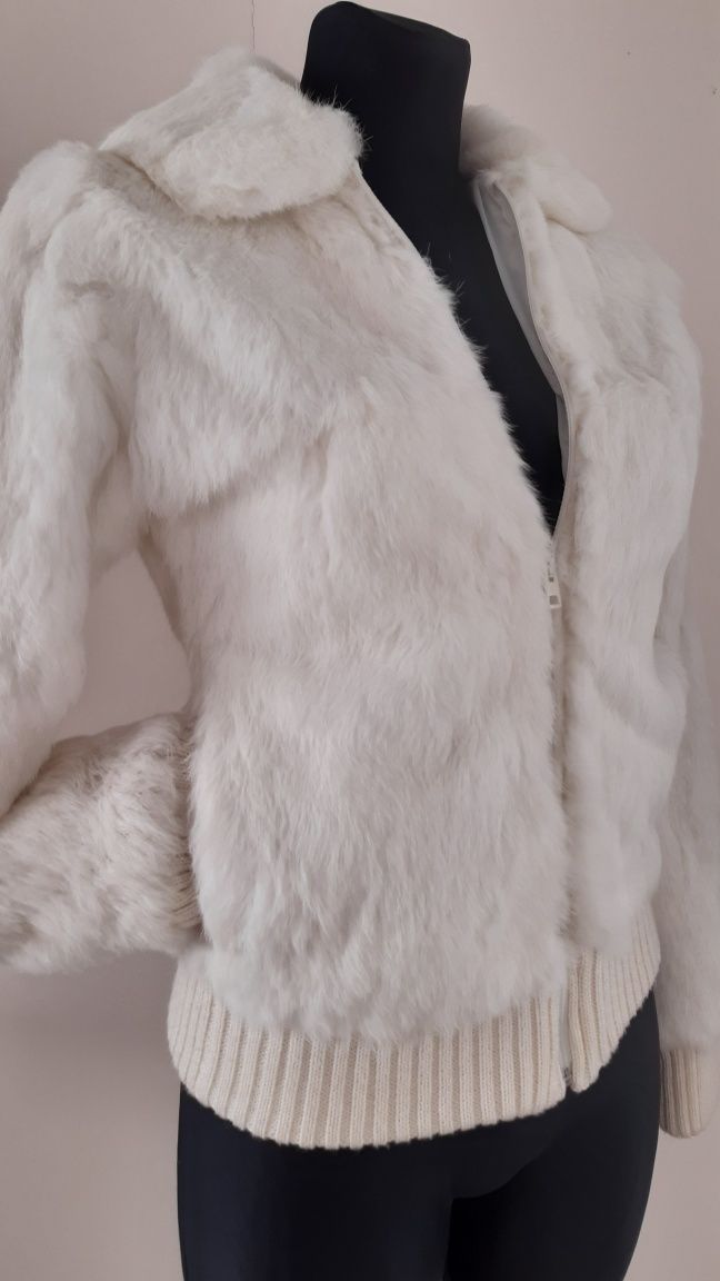 Krótkie eleganckie futero damskie kurtka z futra królika