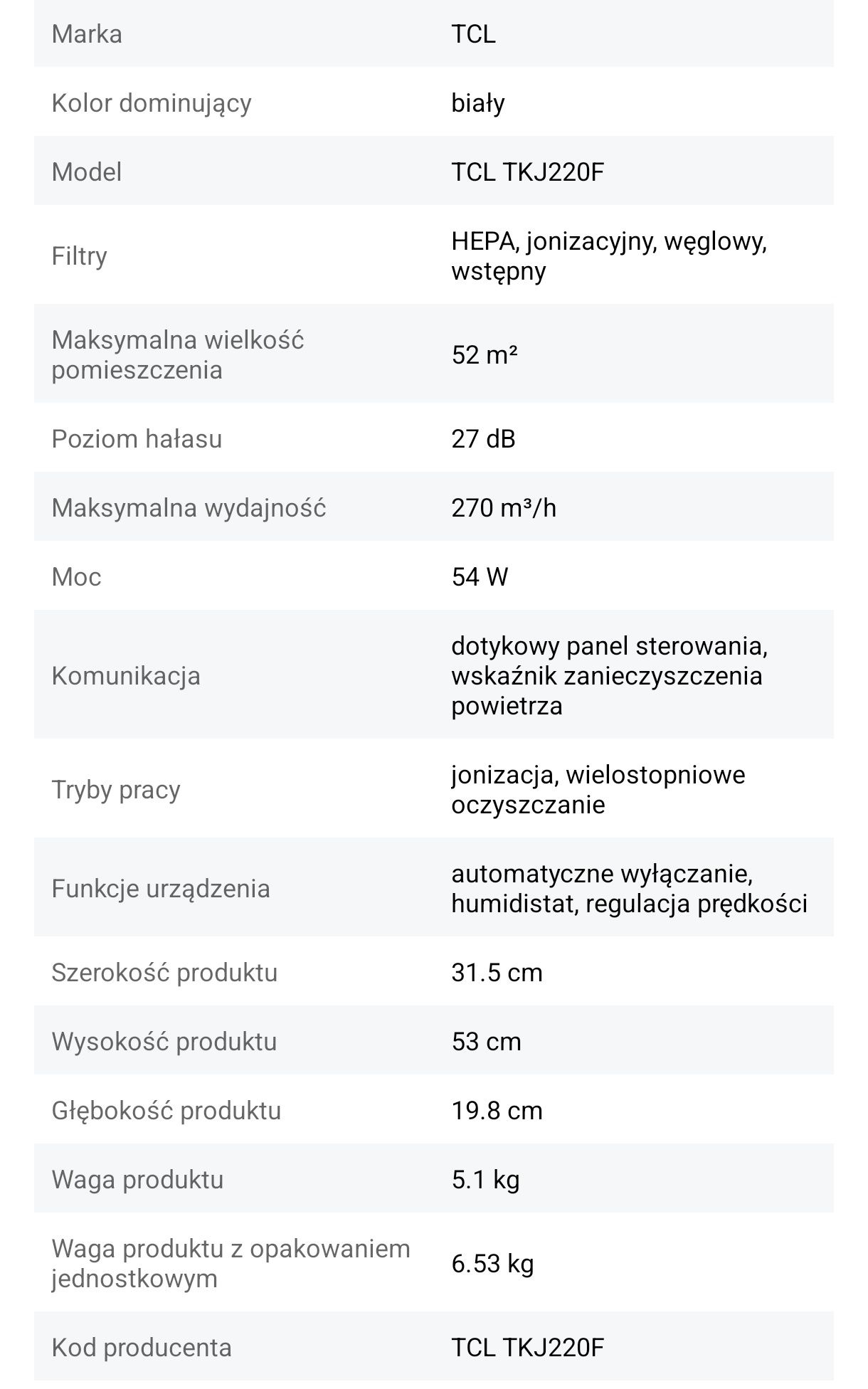 Oczyszczacz powietrza
