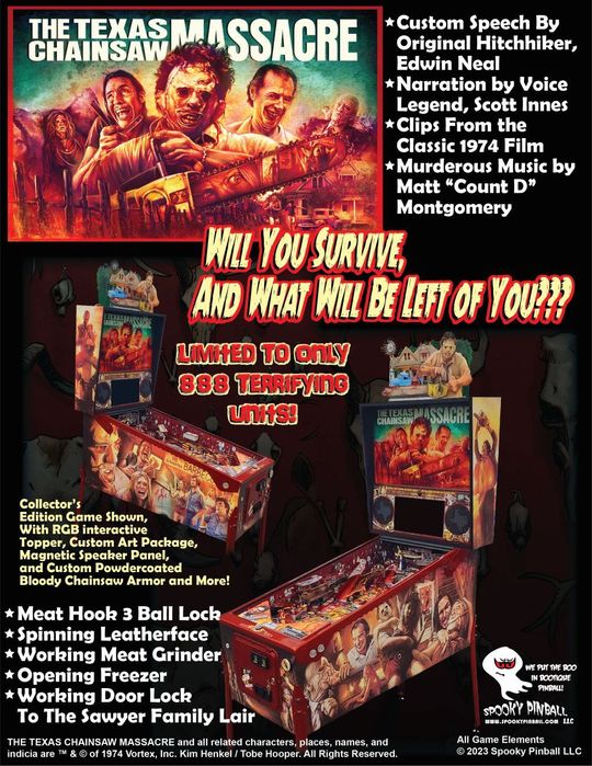 Flipper Pinball THE TEXAS CHAINSAW MASSACRE by Spooky Pinball - Nowy