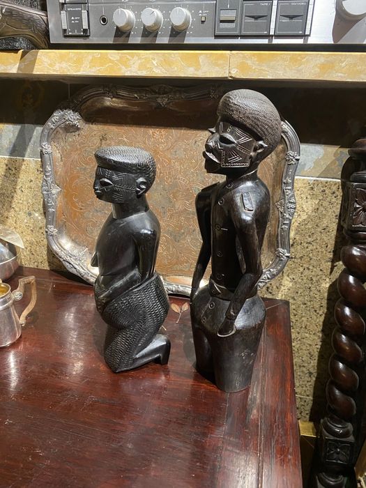 Casal Busto Maconde Moçambique 32 cm Anos 60