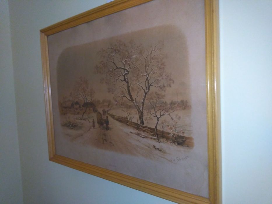 Antiga Gravura paisagem campestre produzida na Suiça