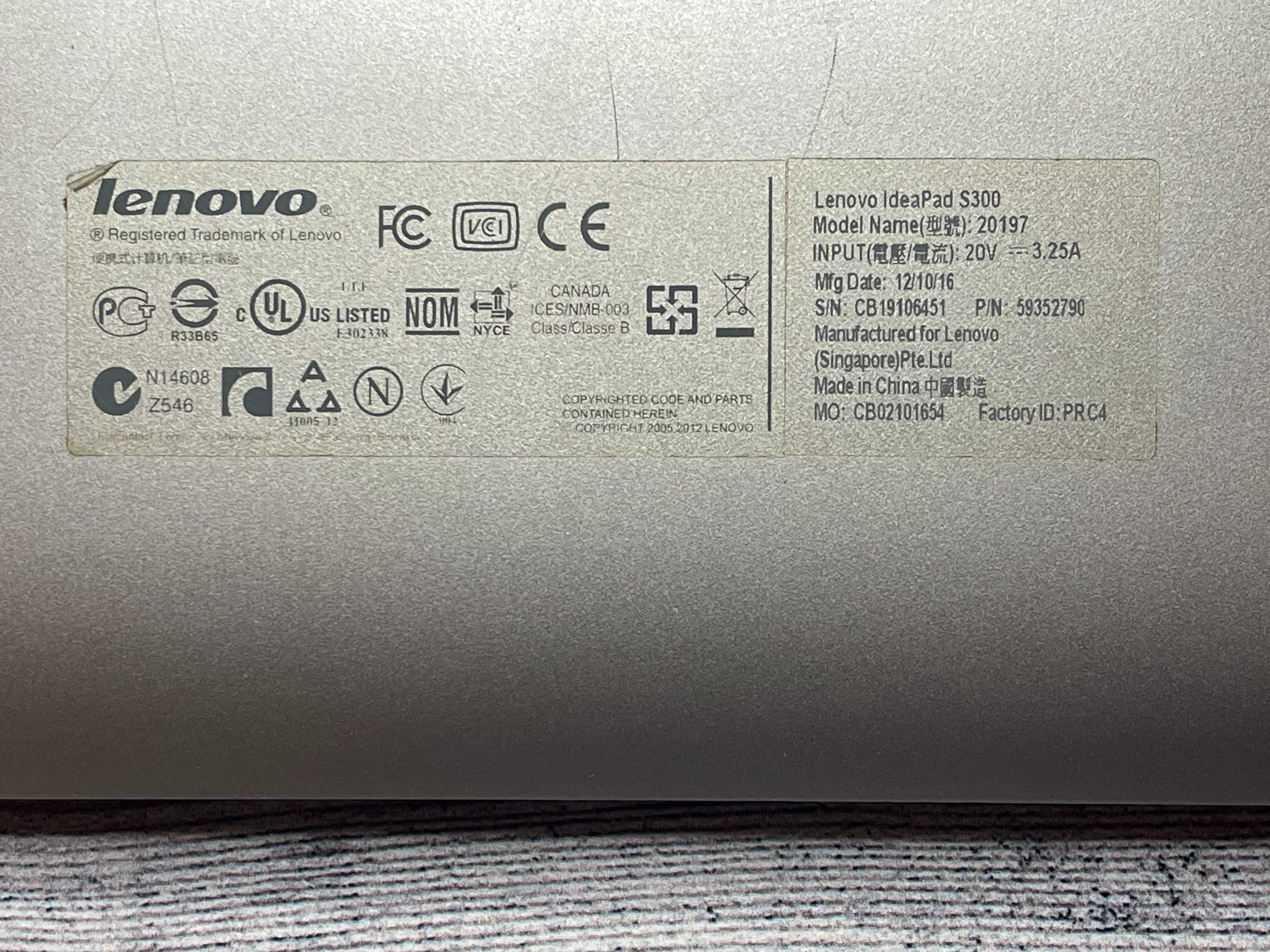 Ноутбук Lenovo ideapad S300 Core i3 4gb ram 500gb HDD