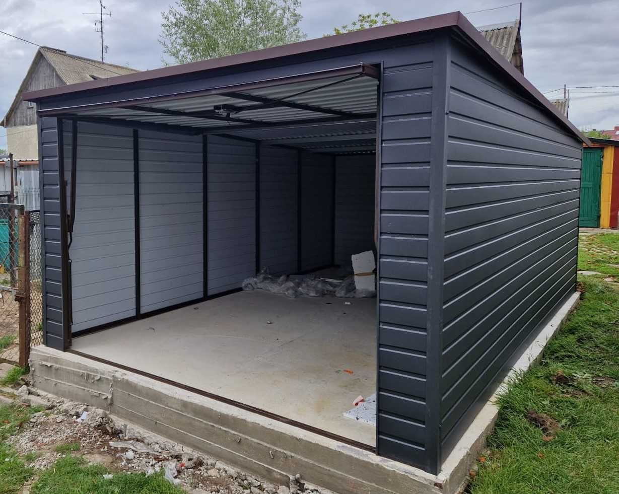 Garaż blaszany 4x6 JEDNOSTANOWISKOWY, blaszak, dach jednospadowy