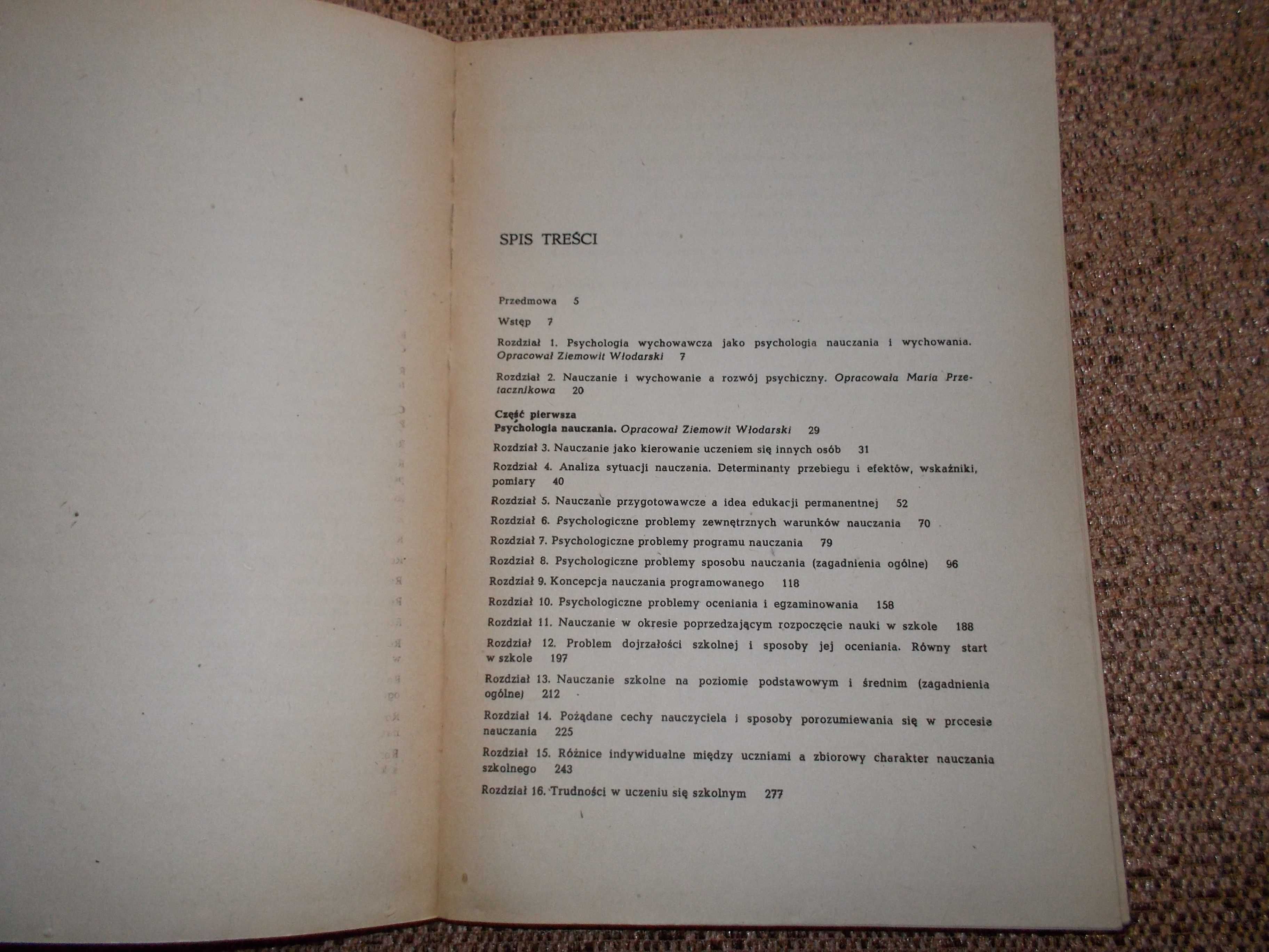 Psychologia wychowawcza w dwóch tomach M. Przetacznikowa Z. Włodarski
