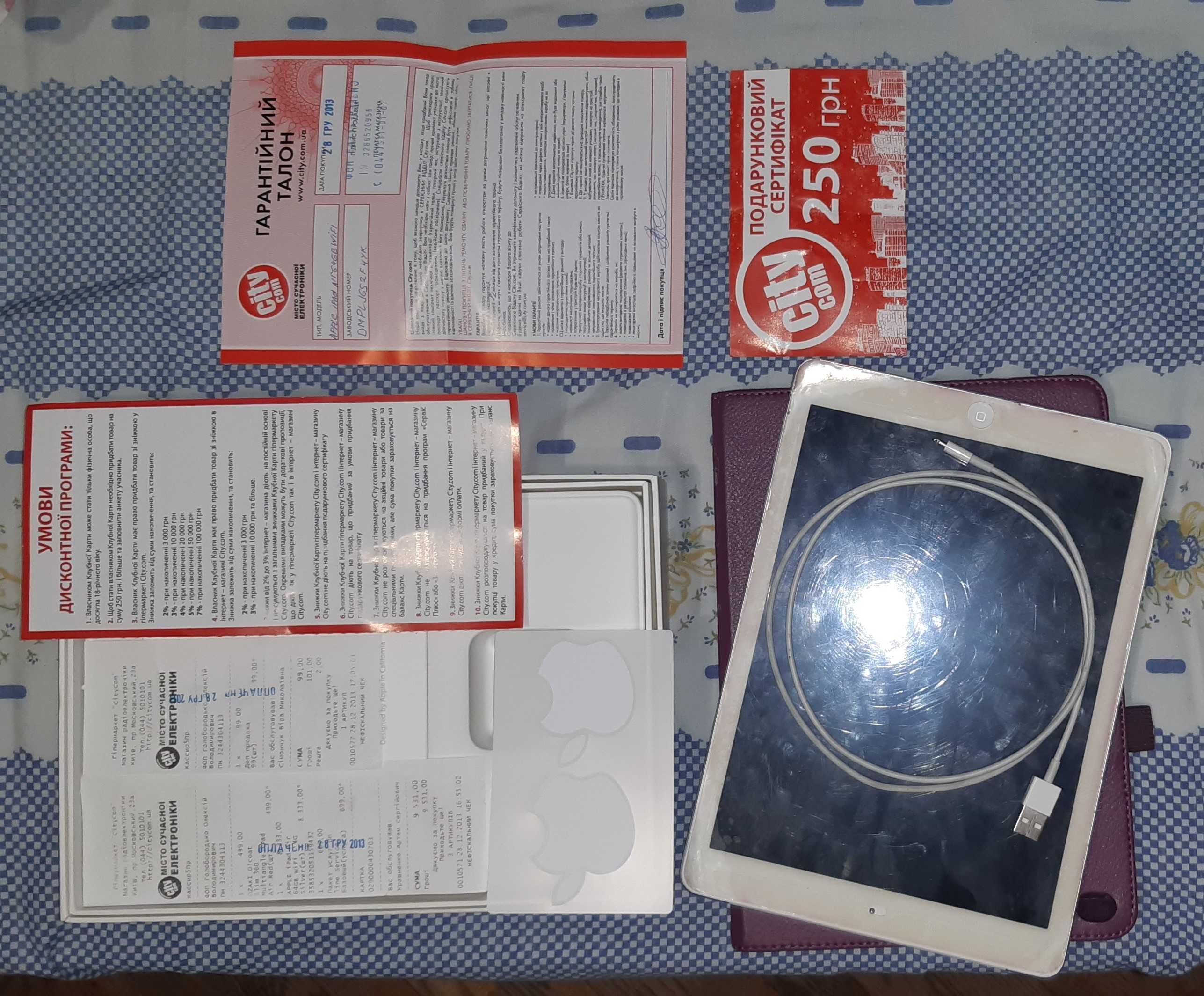 Продаю планшет Apple iPad Air Wi-Fi+Cellular 4G 64GB White A1475 Б/У