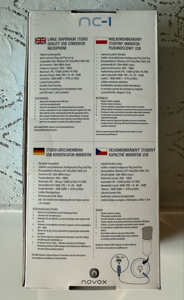 Mikrofon pojemnościowy NOVOX NC-1 ze statywem