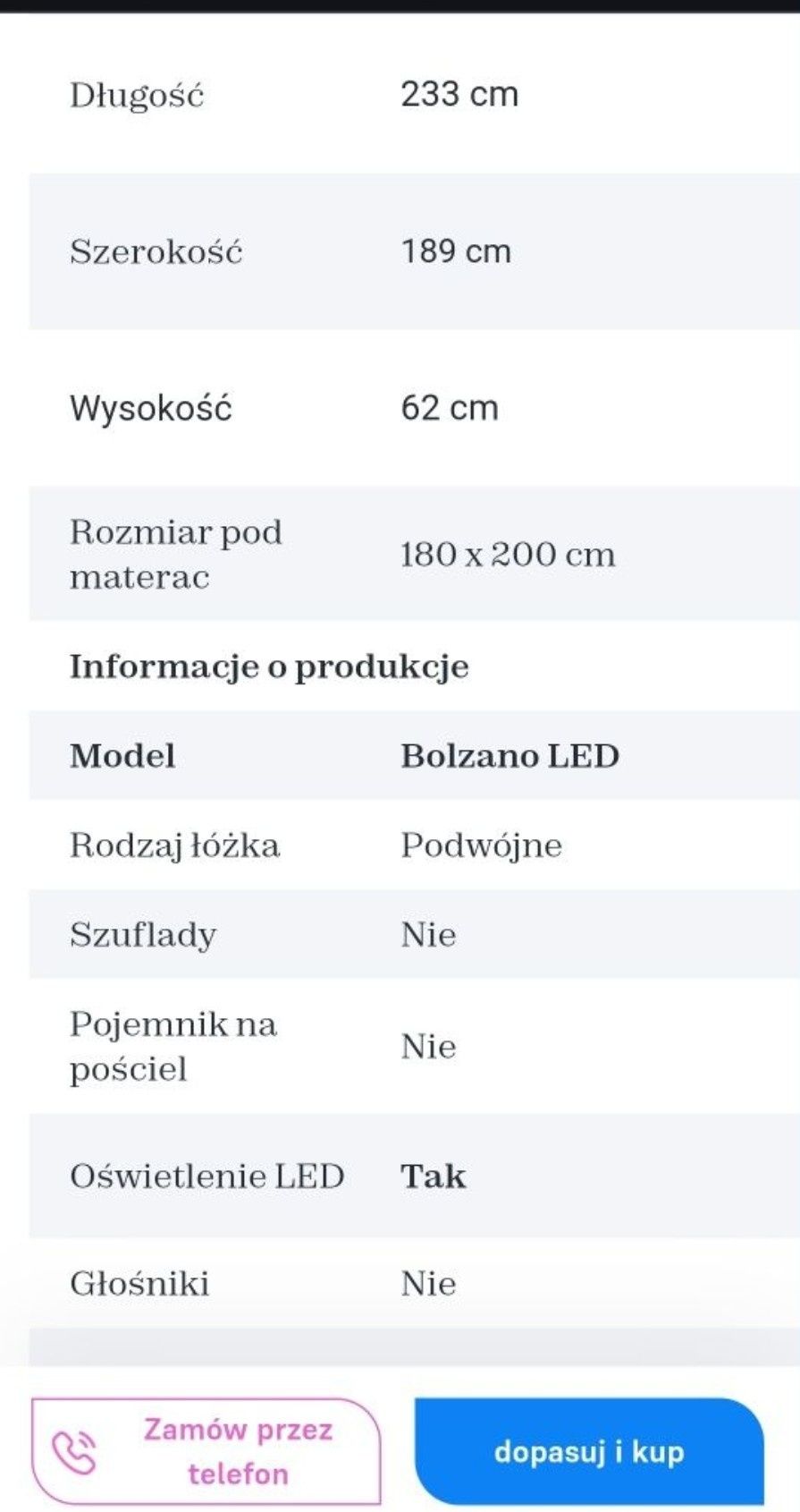 Łóżko Led 200-180