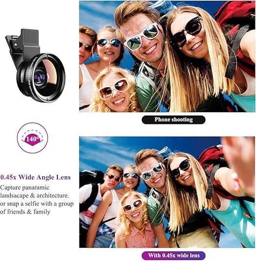 APEXEL Obiektyw aparatu telefonu 2w1 0.45x szerokokątny + 12.5x makro