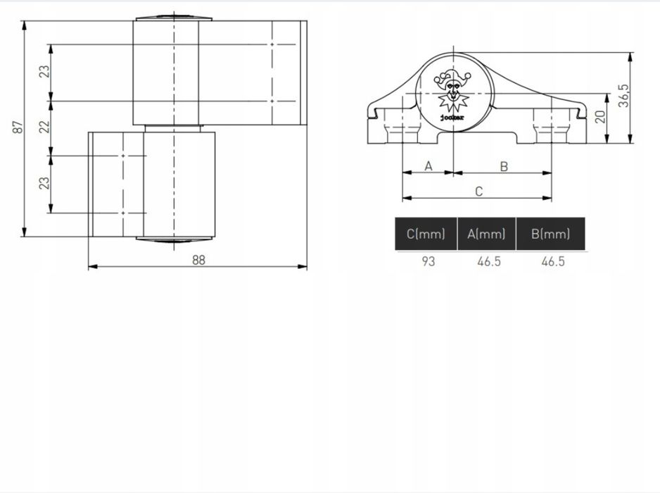Zawias drzwi Aluminiowych Jocker 2SK 93mm 160 kg Biały RAL 9016