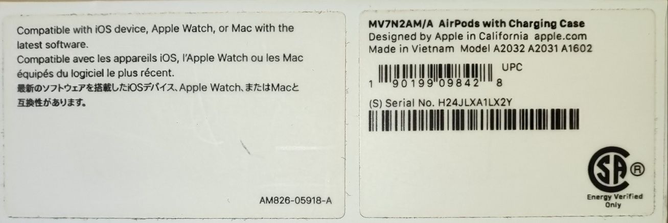 Навушники ОРИГІНАЛ Apple AirPods 2 with Charging Case (MV7N2AM/A)