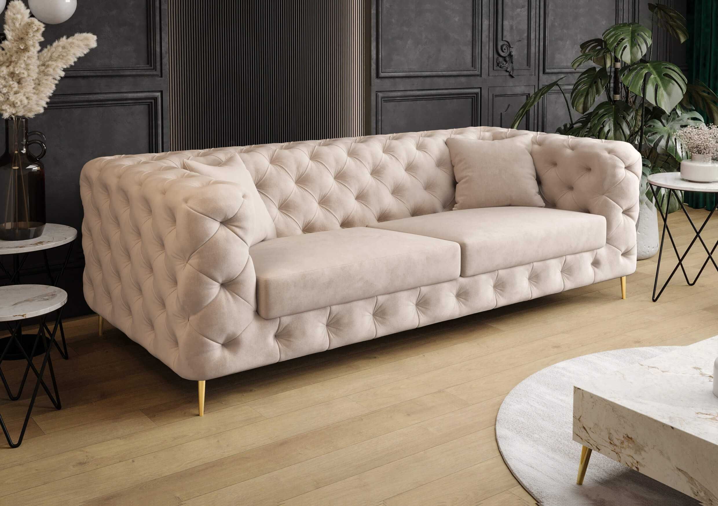 Sofa Boston Chesterfield Elegancka Pikowana Luksusowa