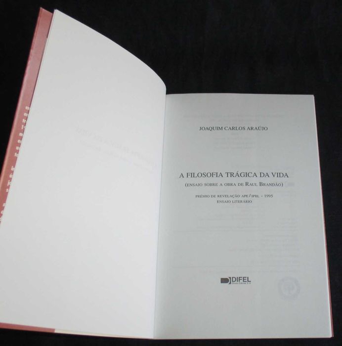 Livro A Filosofia Trágica da Vida Joaquim Carlos de Araújo