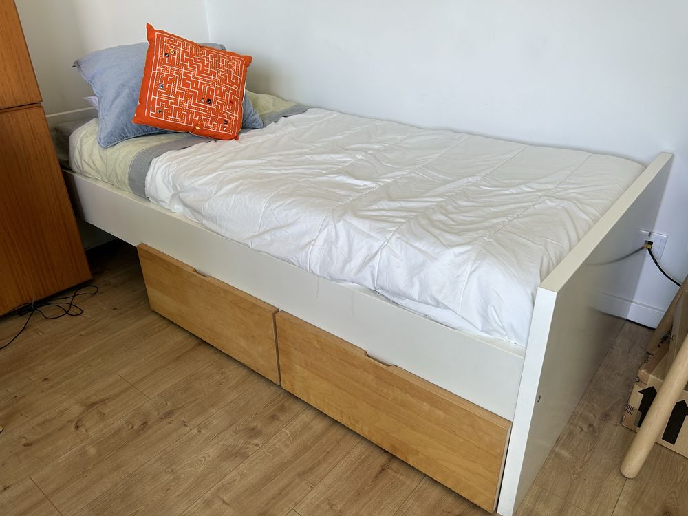 Cama individual Brekke ikea com 3 gavetões