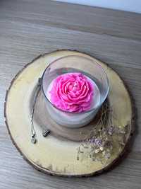Naturalna świeca sojowa w szkle kwiat róża peonia rękodzieło handmade