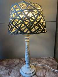Sliczna lampka Vintage Boho drewno i rattan