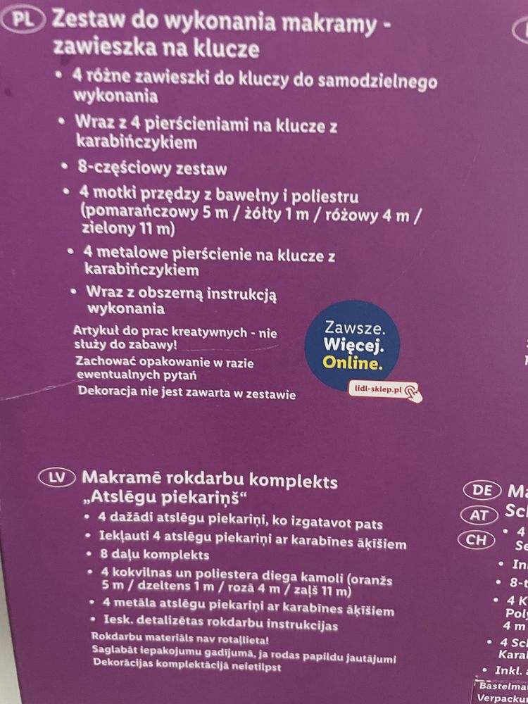 Zestaw do samodzielnego wykonania prac techniką makramy CRELANDO