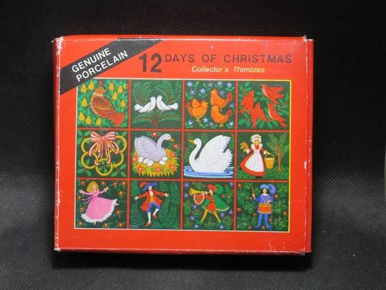 Naparstki Zestaw Świąteczny Vintage 12 Dni do Świąt+Pudełko