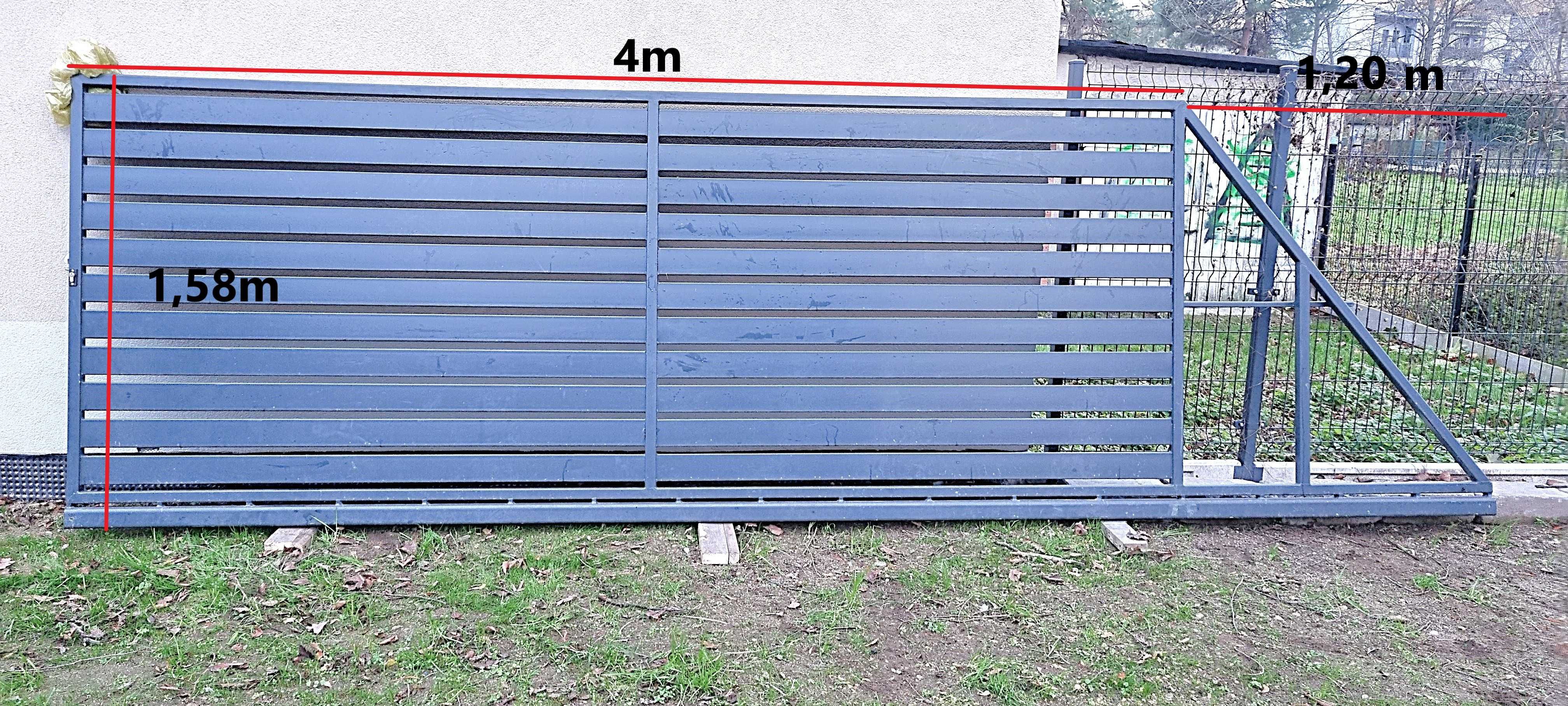 Brama przesuwna stalowa ocynk 5,20x1,58 m światło bramy 4m
