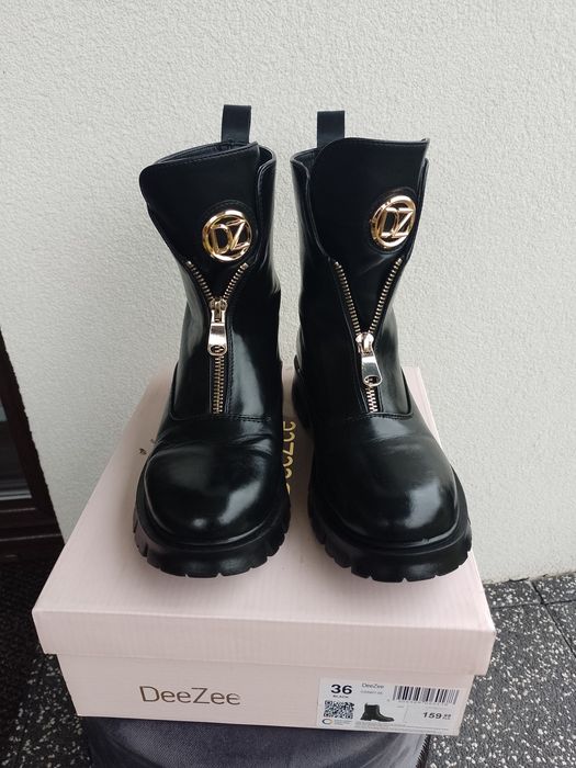 Botki czarne DeeZee rozm 36 dł wkł 22 cm.