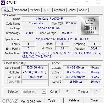 Procesor Intel i7-10700KF 8 x 3,8 GHz gen. 10 BOX LGA 1200
