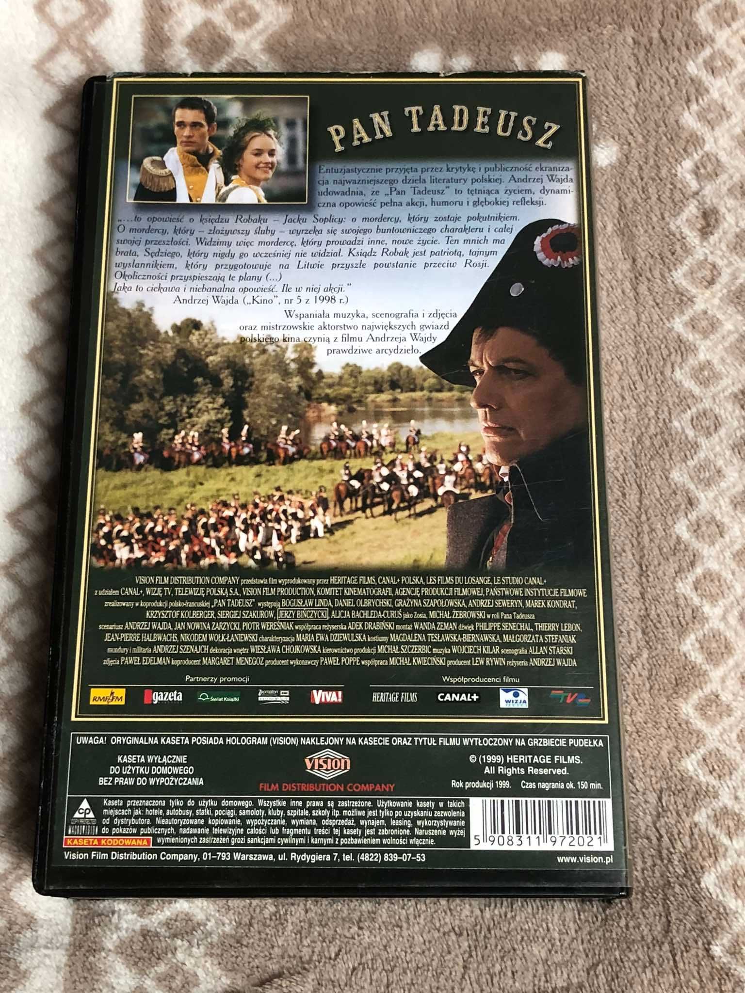 Film Pan Tadeusz  na kasecie VHS , stan bardzo dobry