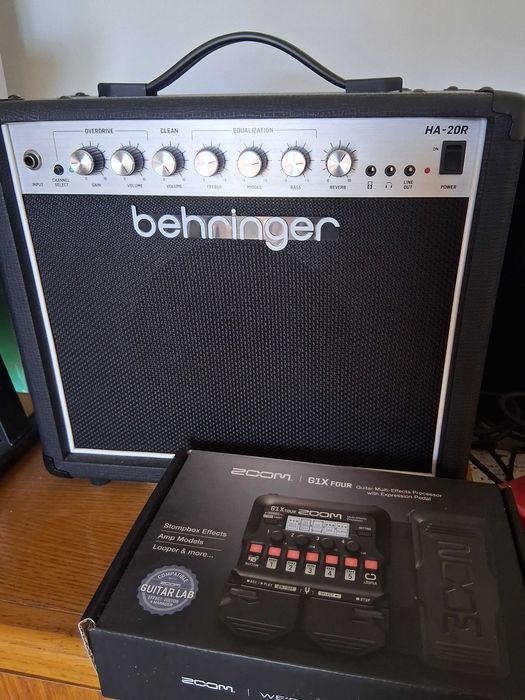 Guitarra electrica, amplificador e pedal