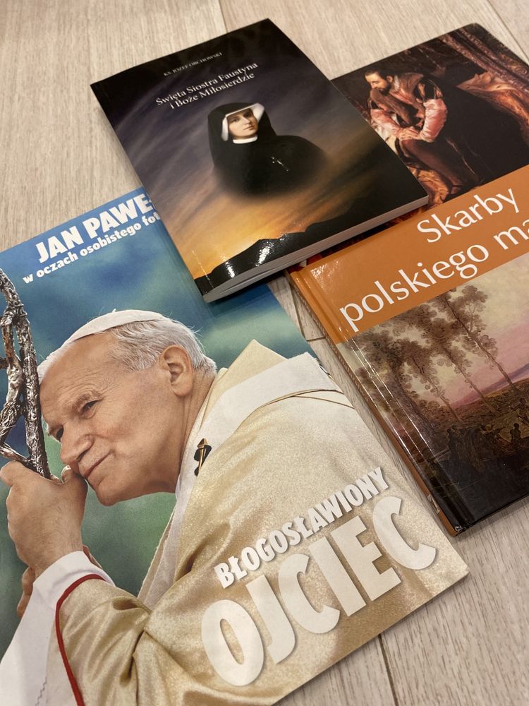 Zestaw książek Jan Paweł II ozdoba dekoracja siostra Faustyna skarby