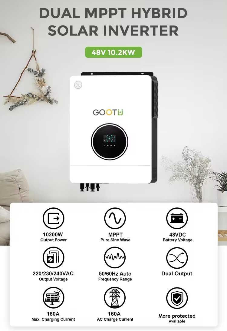 Гібридний сонячний інвертор GOOTU 10.2квт  48 В