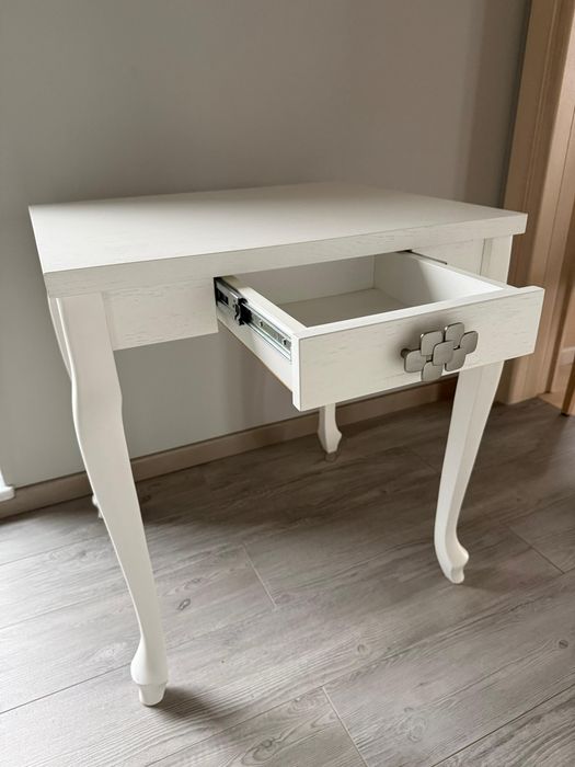 Biały stolik/toaletka z szufladą glamour lite drewno