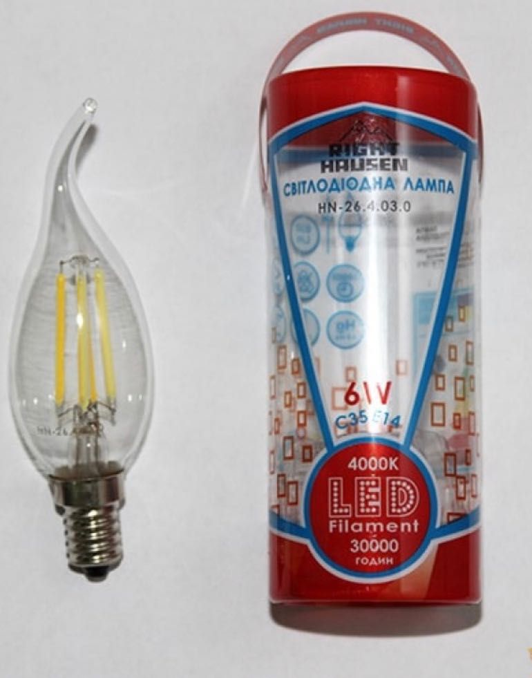 Лампа LED Right Hausen Filament СВ на ветру 6W E14 4000K