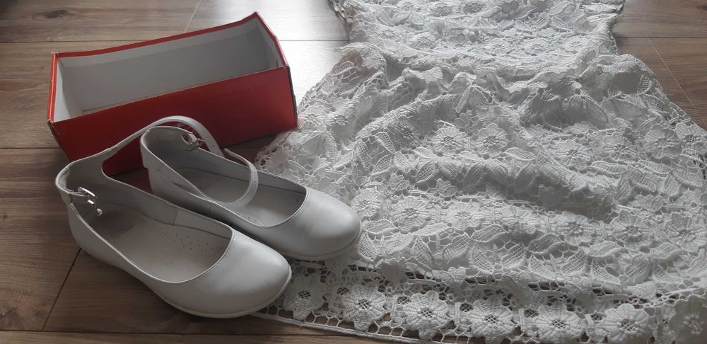 Komplet komunia Buty emel35  sukienka  koronka zara