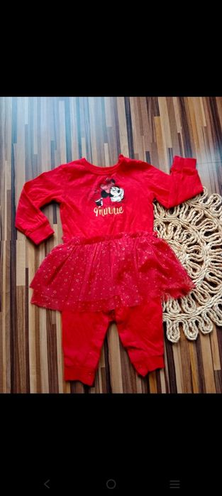 Świąteczny kombinezon/śpiochy z baskinką/tutu. Myszka Minnie r.68