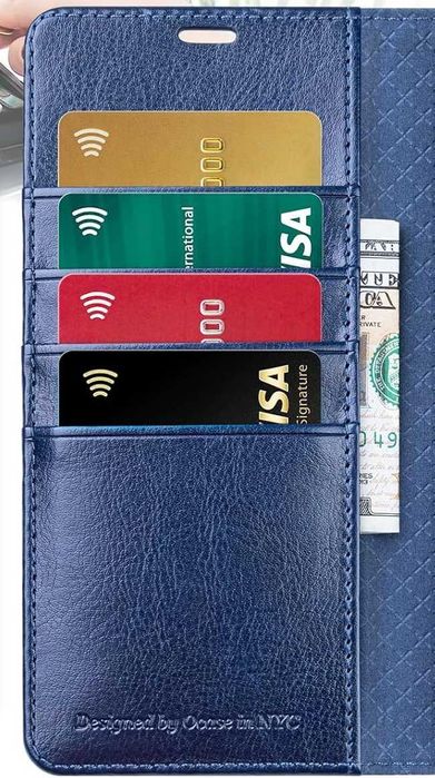 OCASE skórzane etui Google Pixel 8 Pro z klapką portfel RFID granatowe