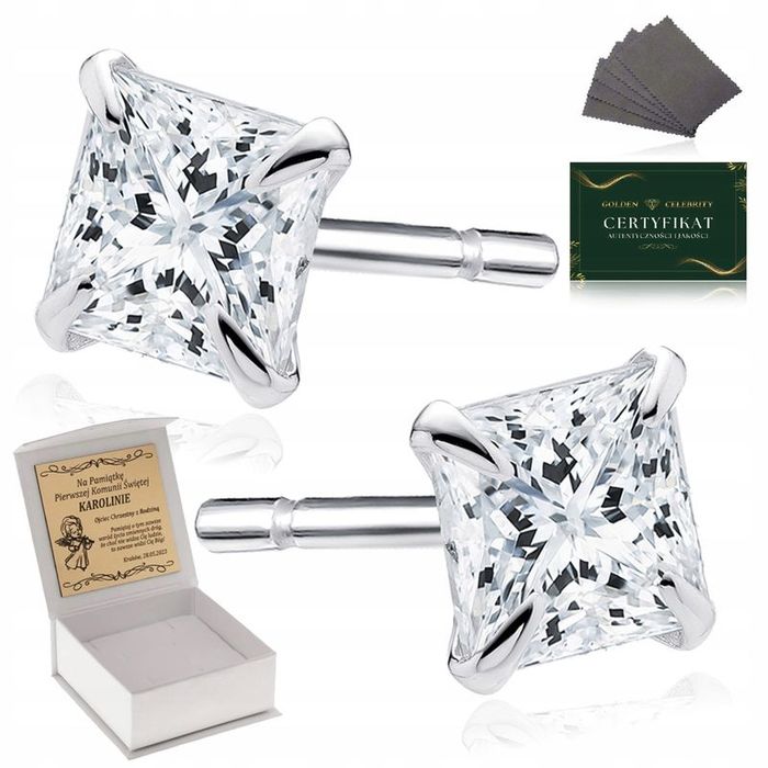 Kolczyki Srebrne Rodowane Srebro 925 Prezent Dla Wnuczki Córki Cyrkoni