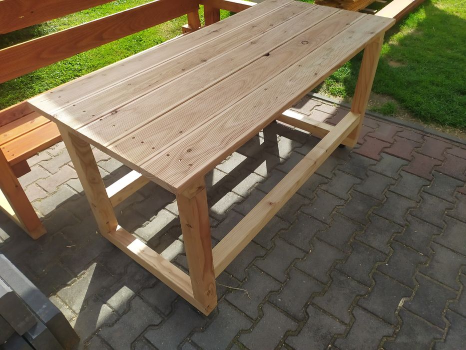 Stół Ogrodowy drewniany modrzew 150x70x70cm bardzo solidny!