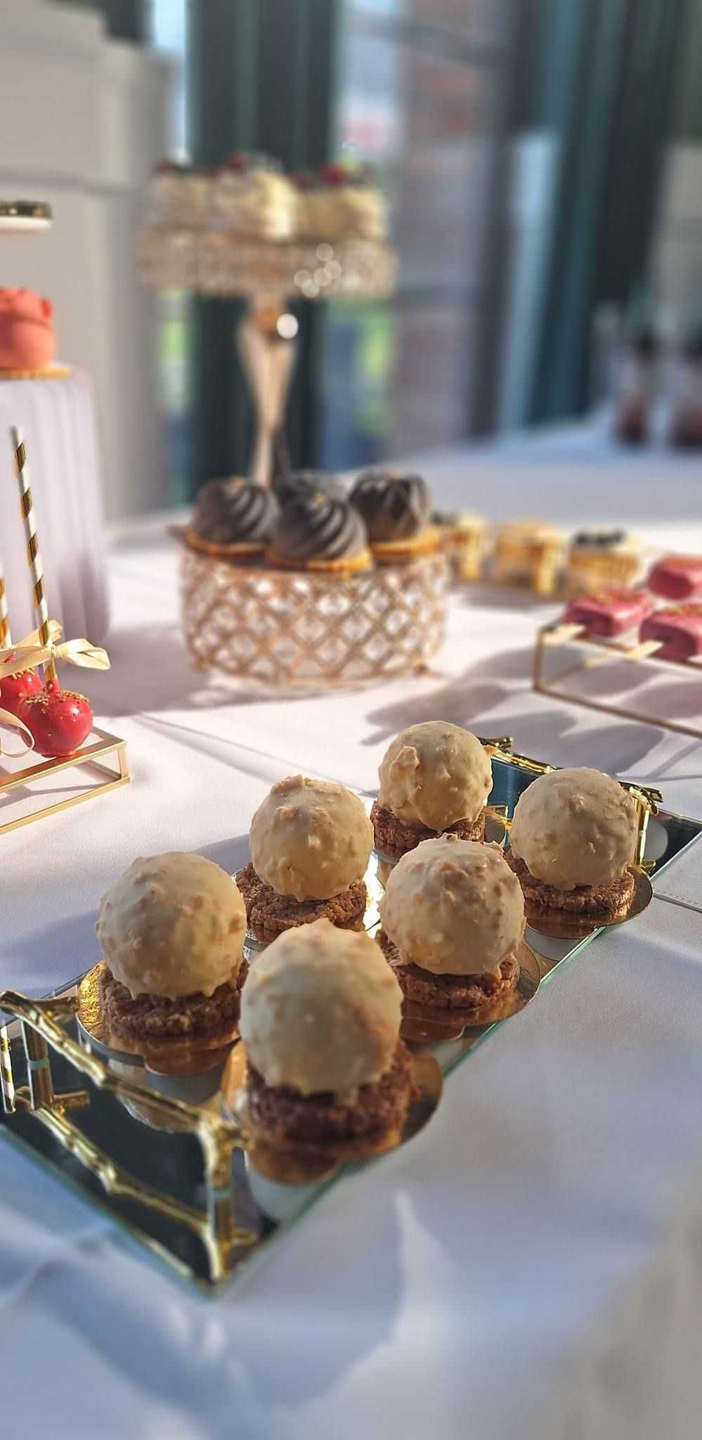 Patery zestaw słodki stół candy bar złota srebrne lustrzane lustro 2sz