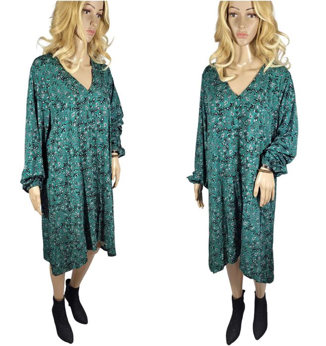 Nowa zielona sukienka 36,S/38,M wzór zwierzęcy cętki oversize BonPrix