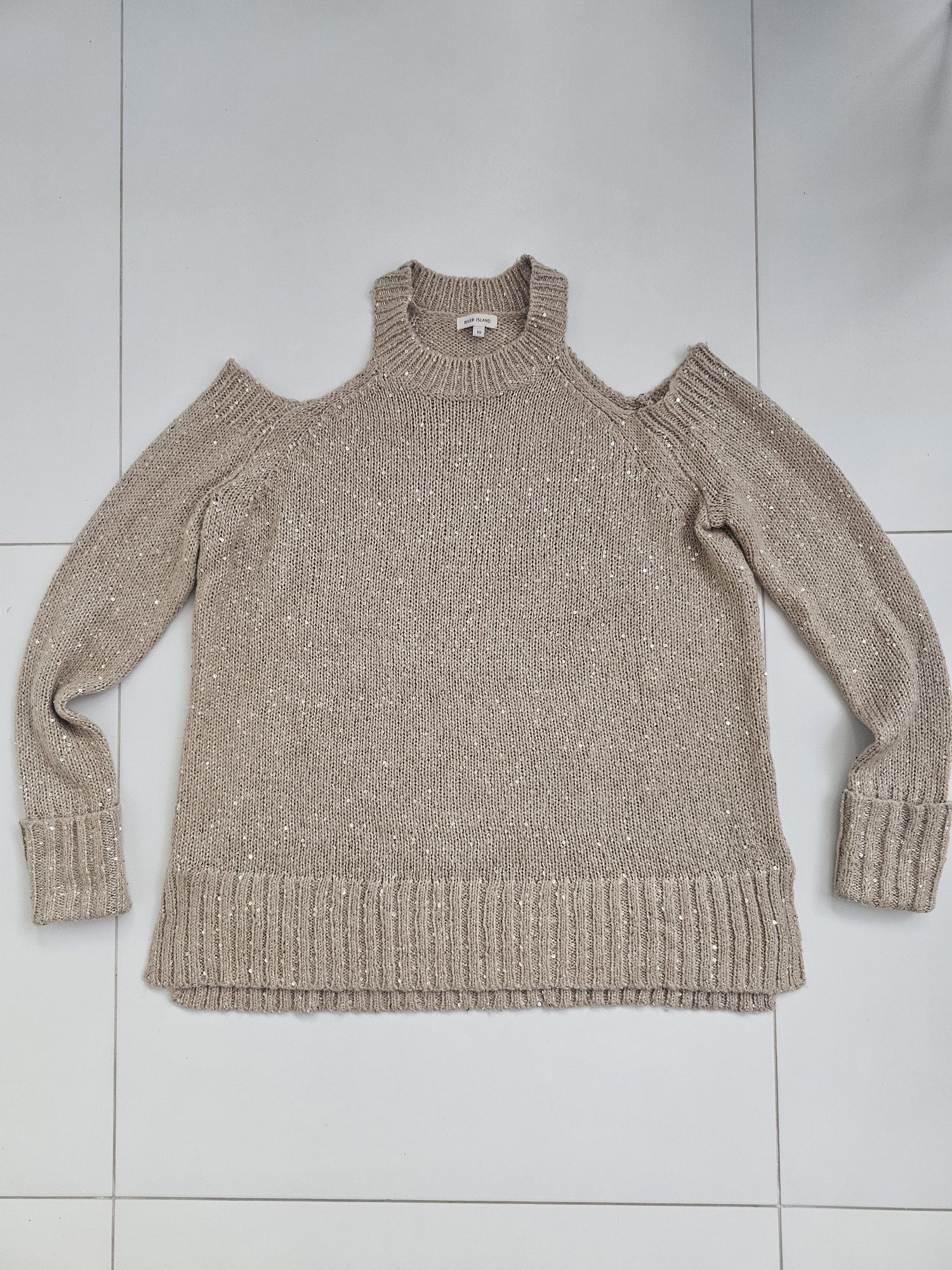 Sweter River Island 10 L stan idealny beż